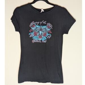 Blessing of The Bikes 2011 Women's Baldwin Michigan Rose & Motorcycle Biker Tee